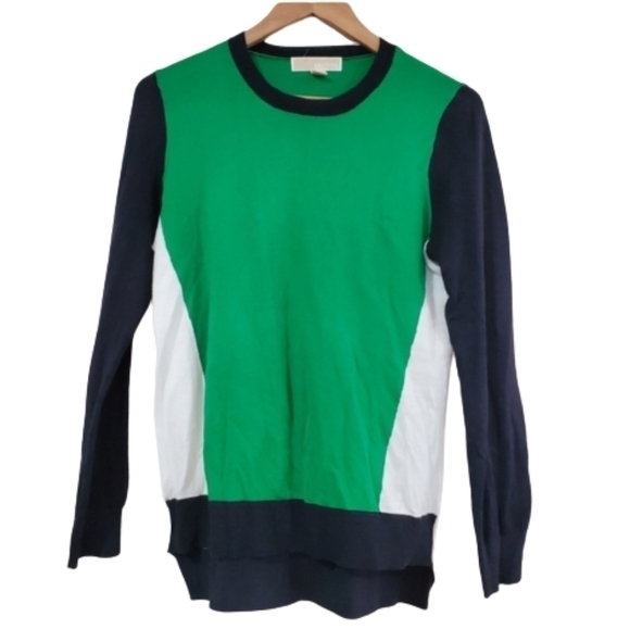 Michael Michael Kors Color Block Light Sweater Green Dark Blue White Medium - Picture 1 of 9